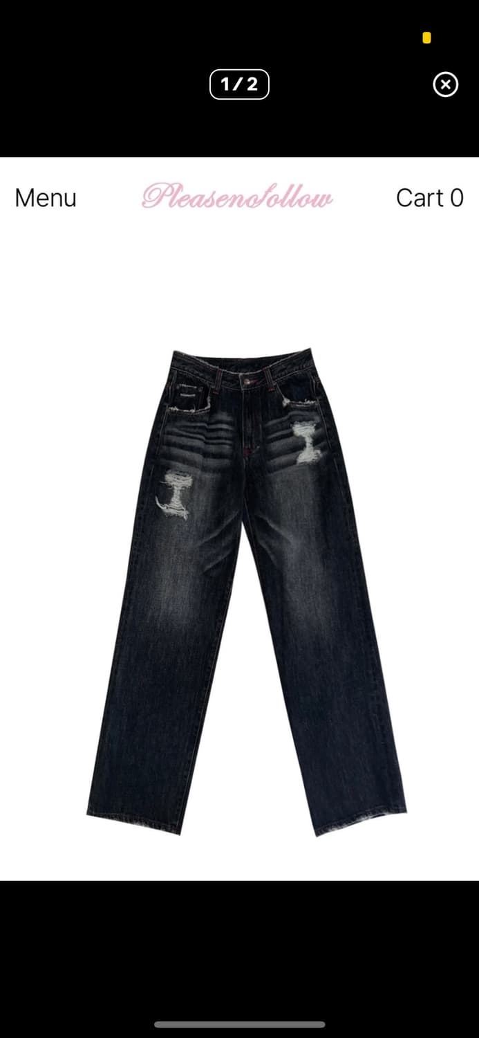 <새상품> 921 Washimg Damaged Wide Denim 상품이미지2