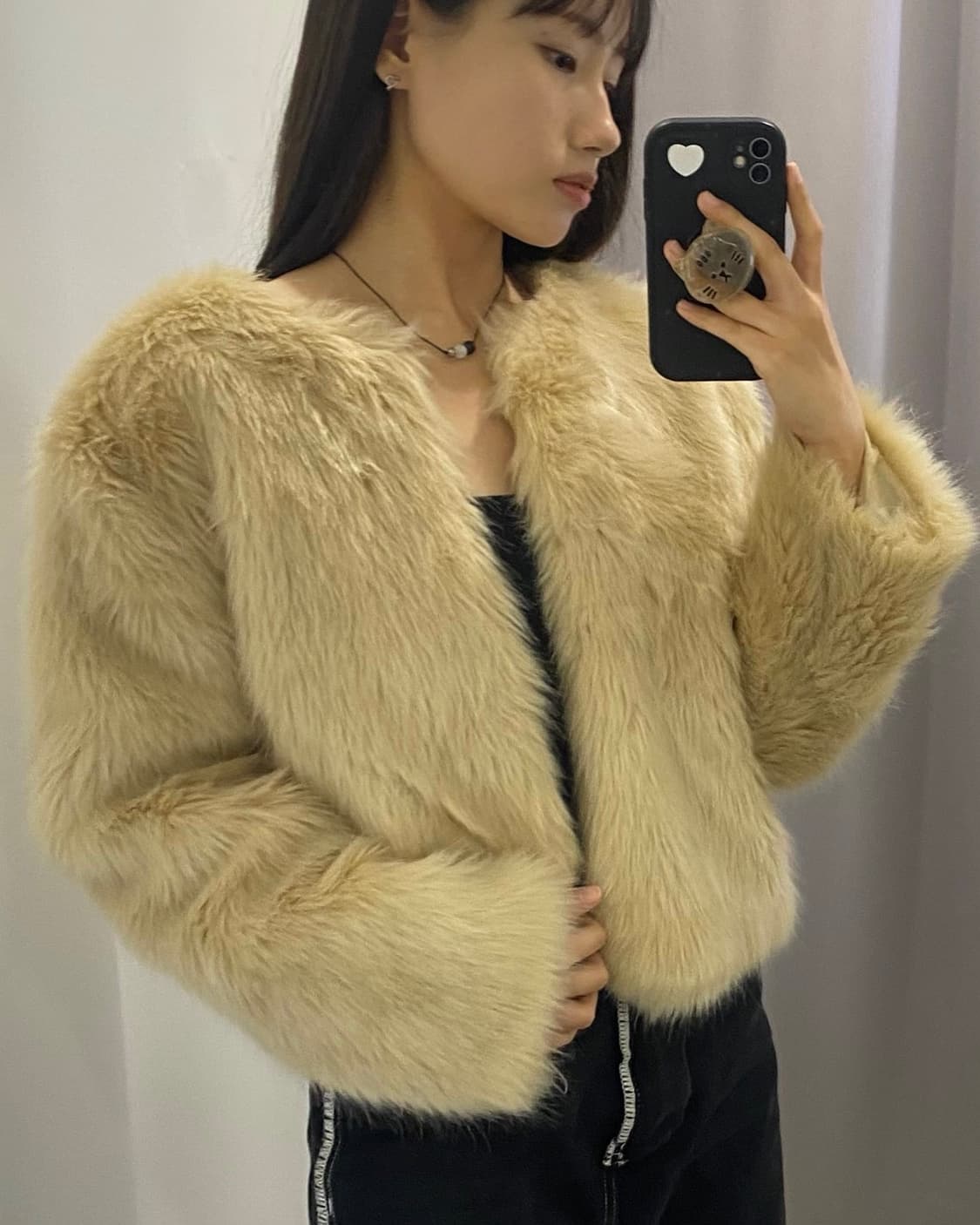 소프트 베이지 퍼 자켓🧸 상품이미지1