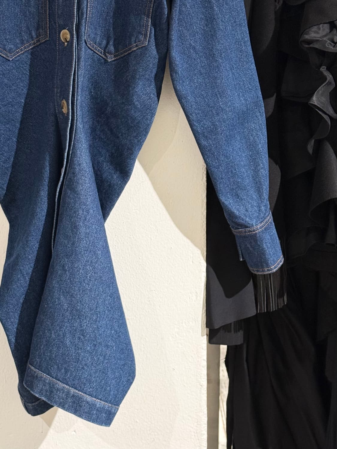 나누슈카 중청 데님 투 포켓 셔츠 원피스 상품이미지5