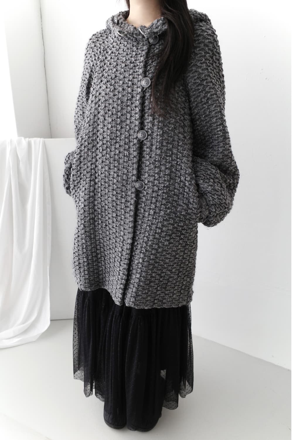 tsumori chisato) balloon knit hood coat 상품이미지6