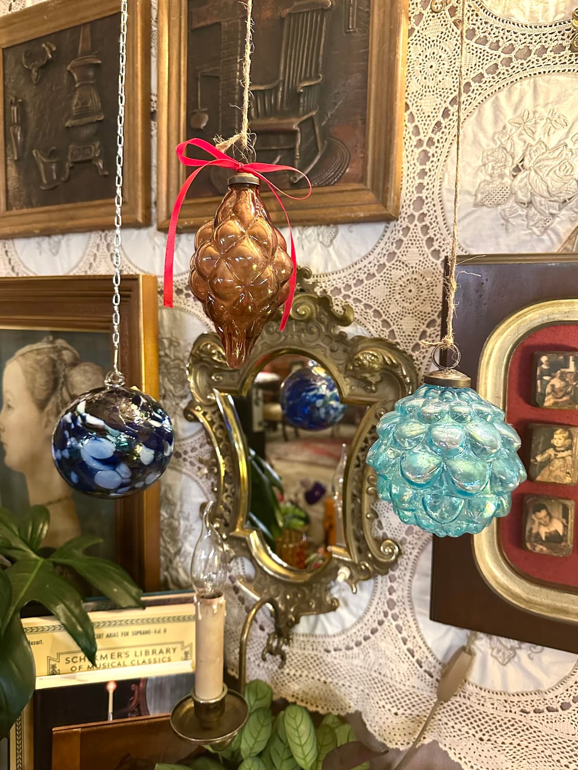 독일 앤틱 아트글라스 핸드블로운 크리스마스 트리 오너먼트(쿠퍼색) 상품이미지6