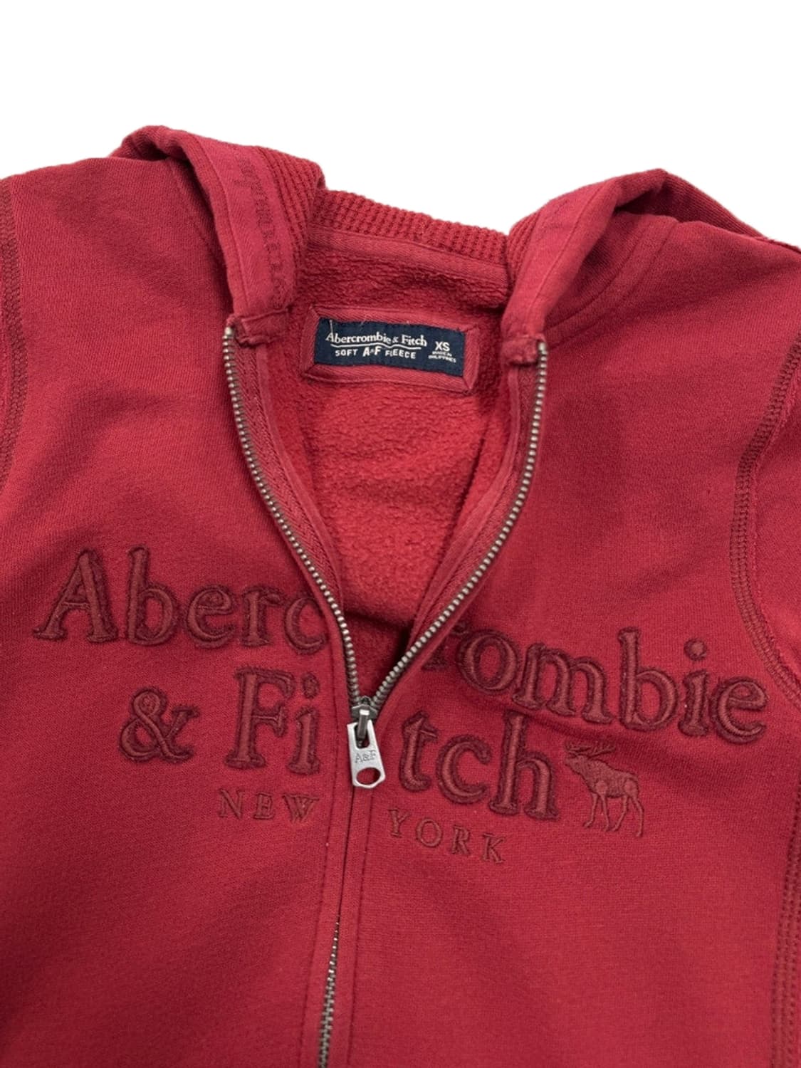 빈티지 아베크롬비 레드 로고 후드집업 상품이미지4