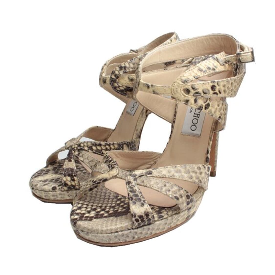 지미추 파이톤 스트랩 베이지색 하이힐 37사이즈 상태굿 상품이미지1