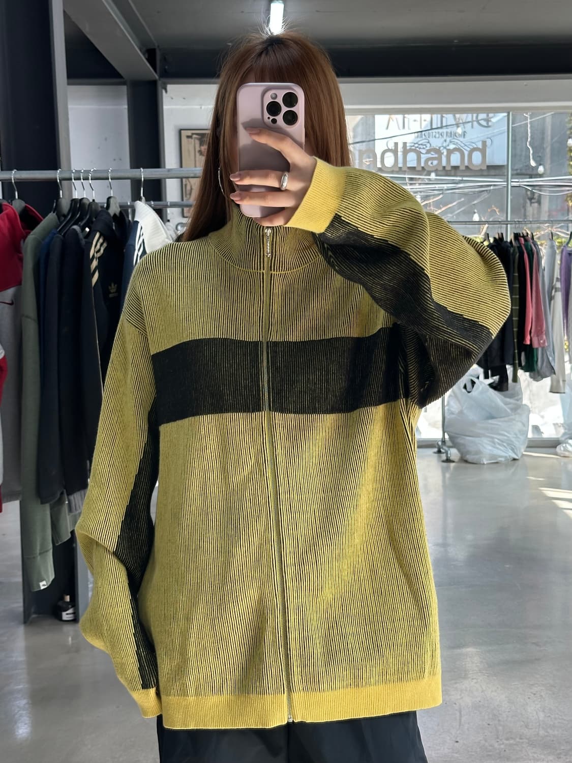 슈프림 22FW 투톤 리브드 집업 스웨터 옐로우 상품이미지4