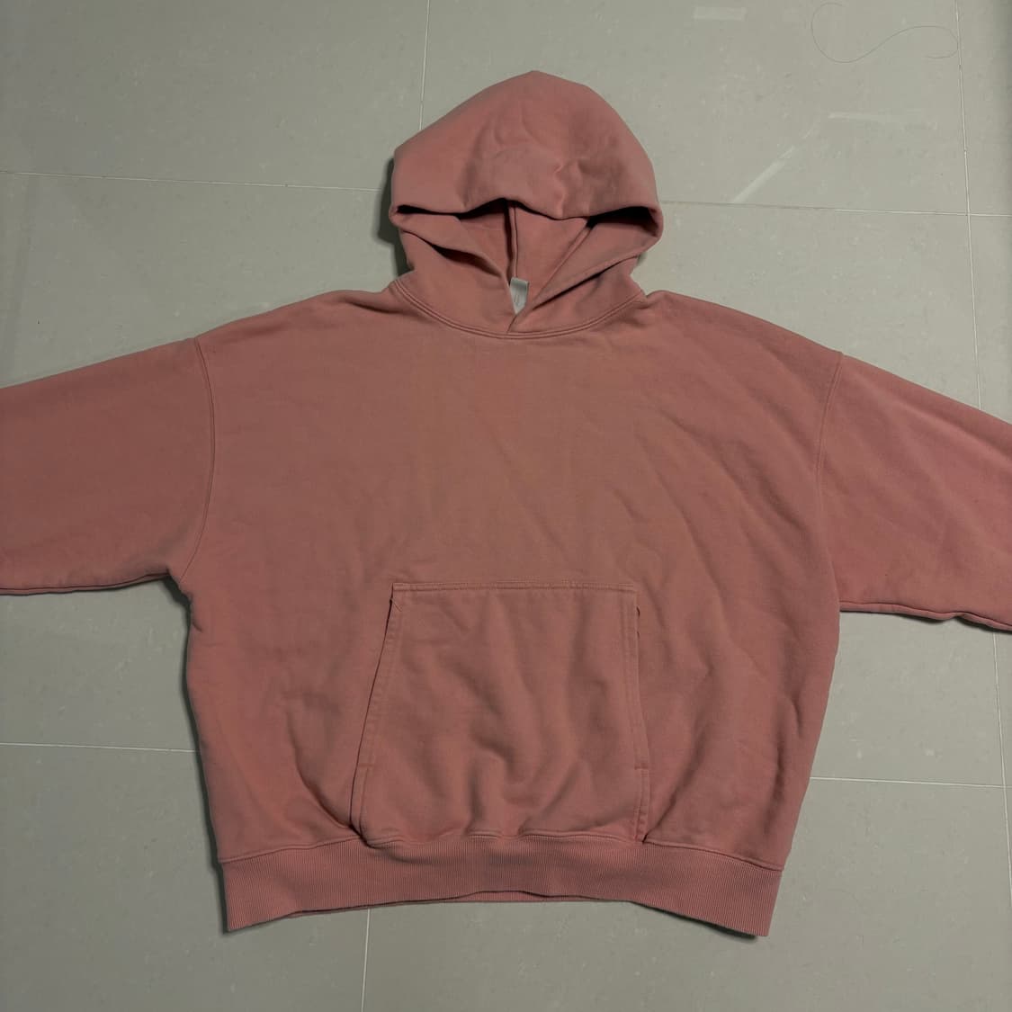 정품 어텐션로우 오버핏 무지 핑크 후드티 상품이미지3