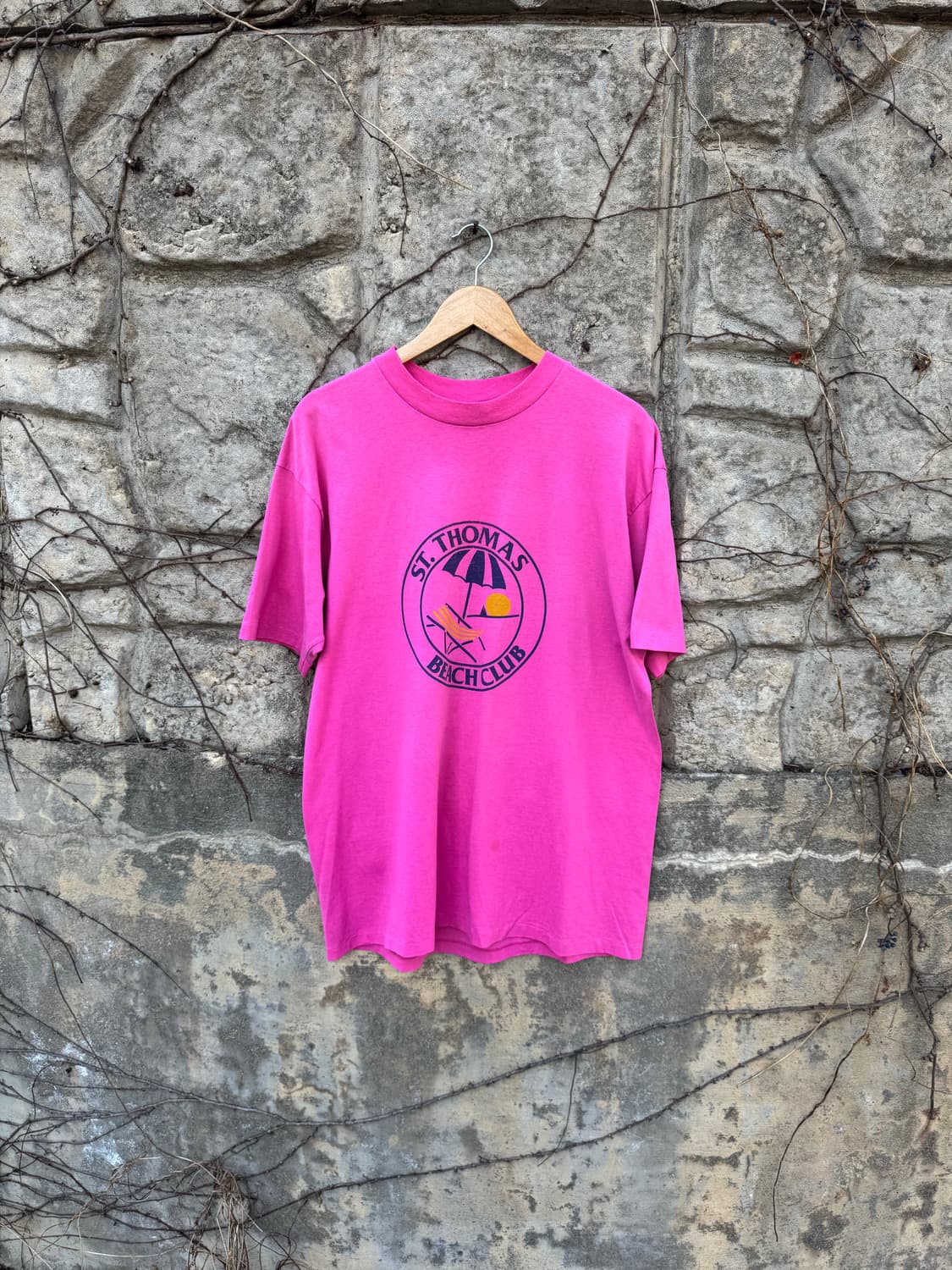 90s 헤인즈 빈티지 비치클럽 프린팅 싱글스티치 반팔 티셔츠 xl 상품이미지1