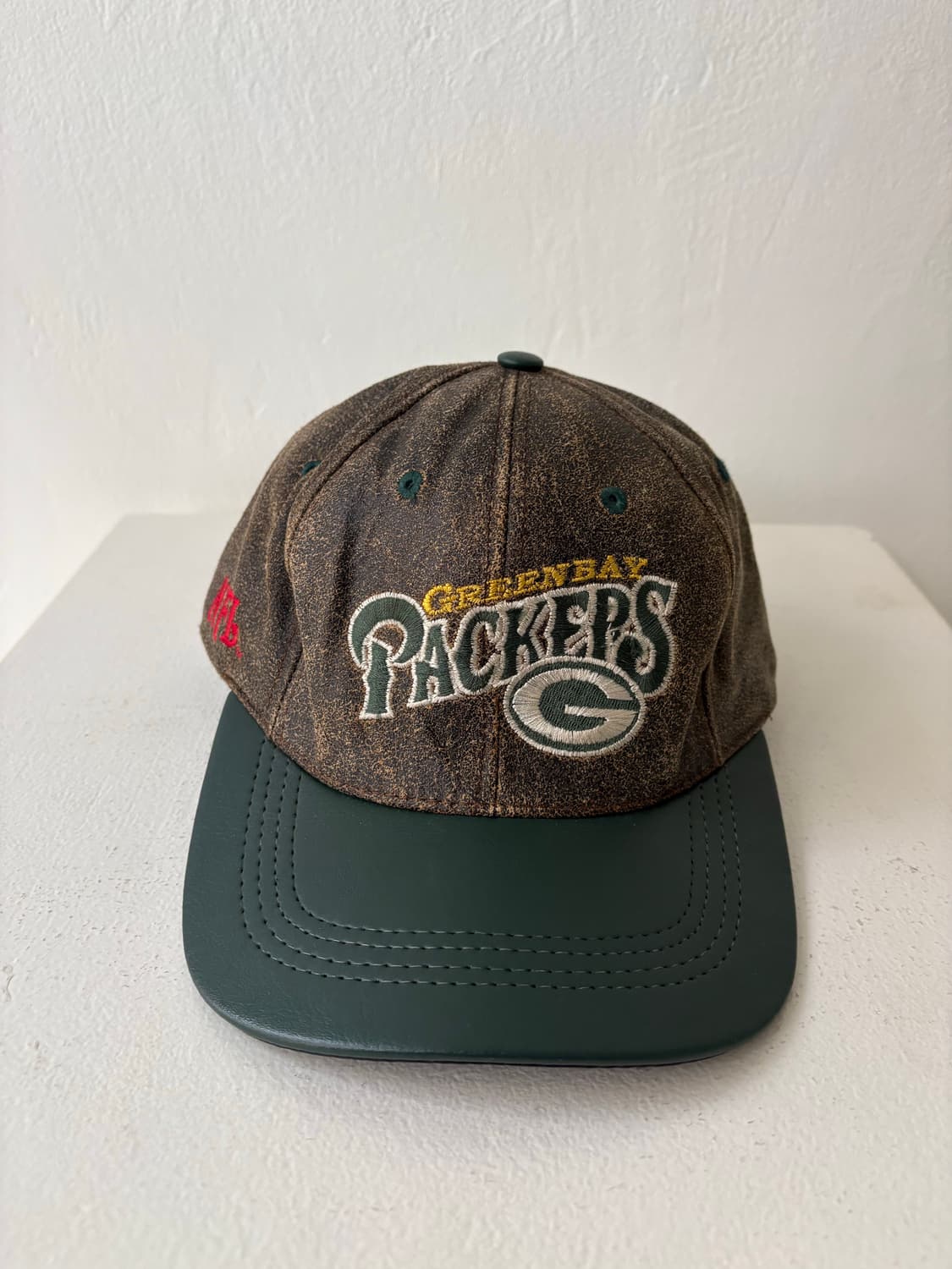 90's NFL Green Bay Pakers Leather cap 상품이미지1