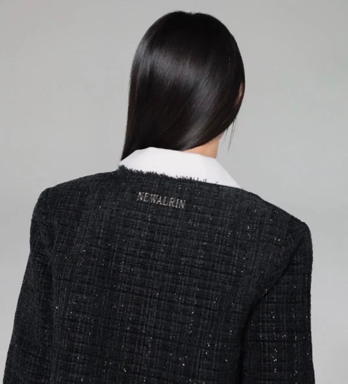 뉴얼린 제니 엠블럼 트위드 자켓 블랙 상품이미지2