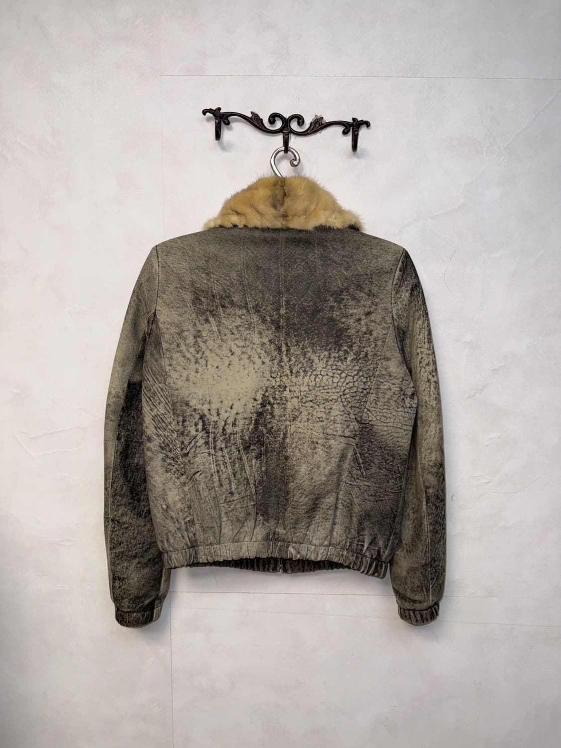 Aging gray mink fur collar goat skin jk 상품이미지3