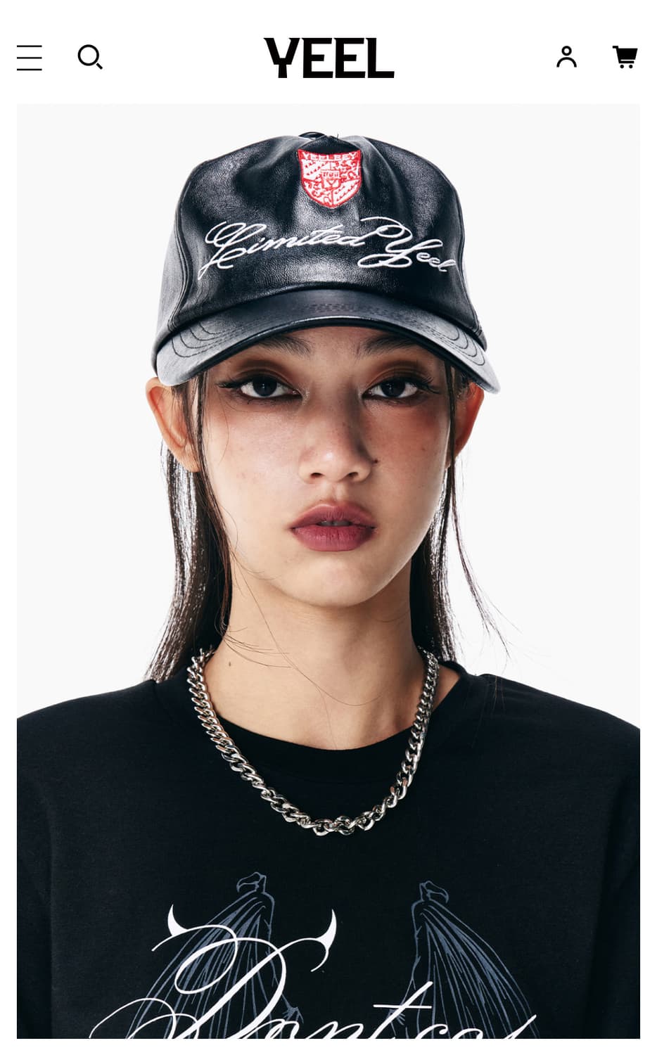 YEEL PATCH LEATER BALL CAP BLACK 상품이미지2