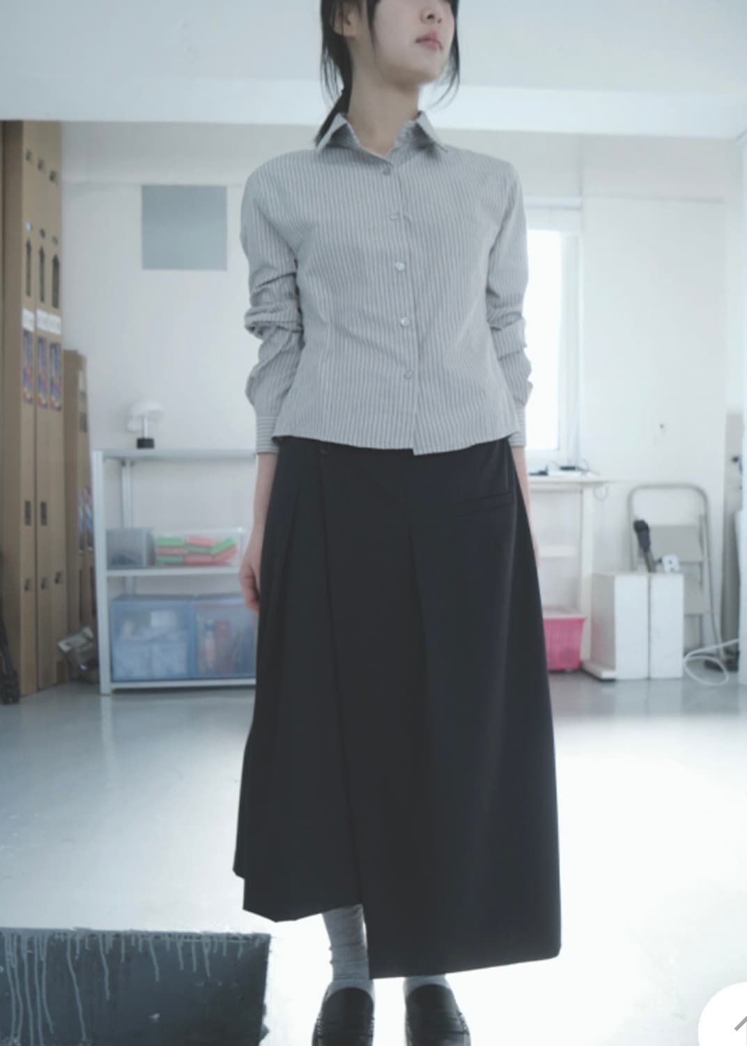 그레이 스트라이프 셔츠 상품이미지2