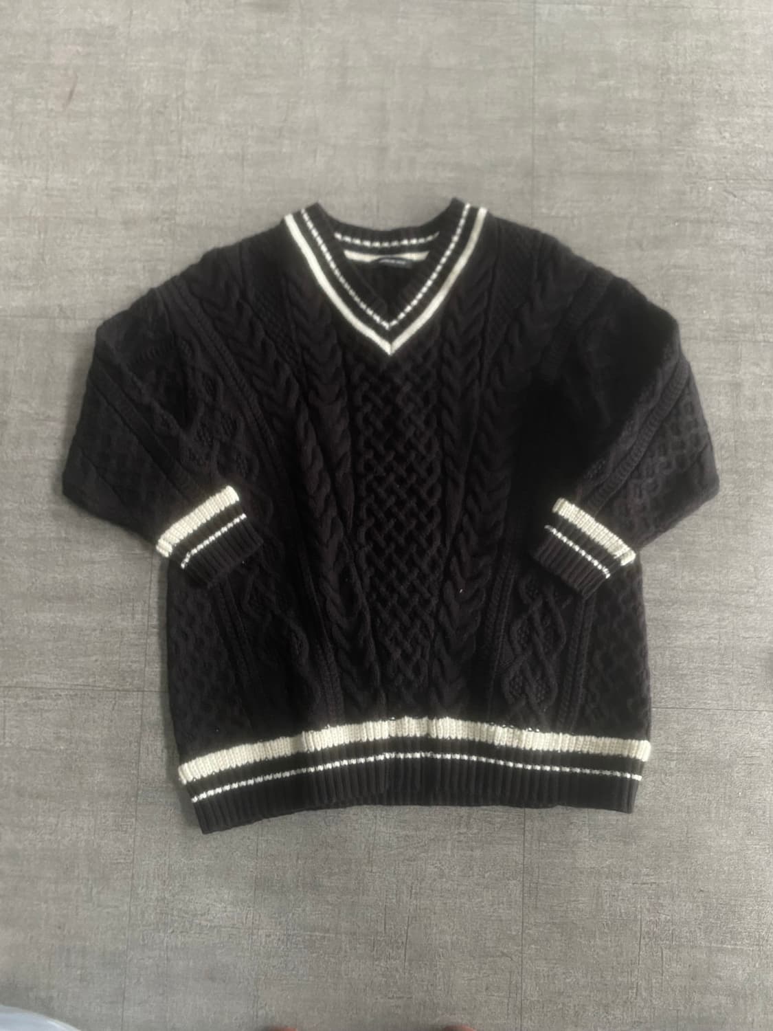 일본 Americanholic 올드스쿨아메카지 혁오풍 V넥 니트스웨터 상품이미지1