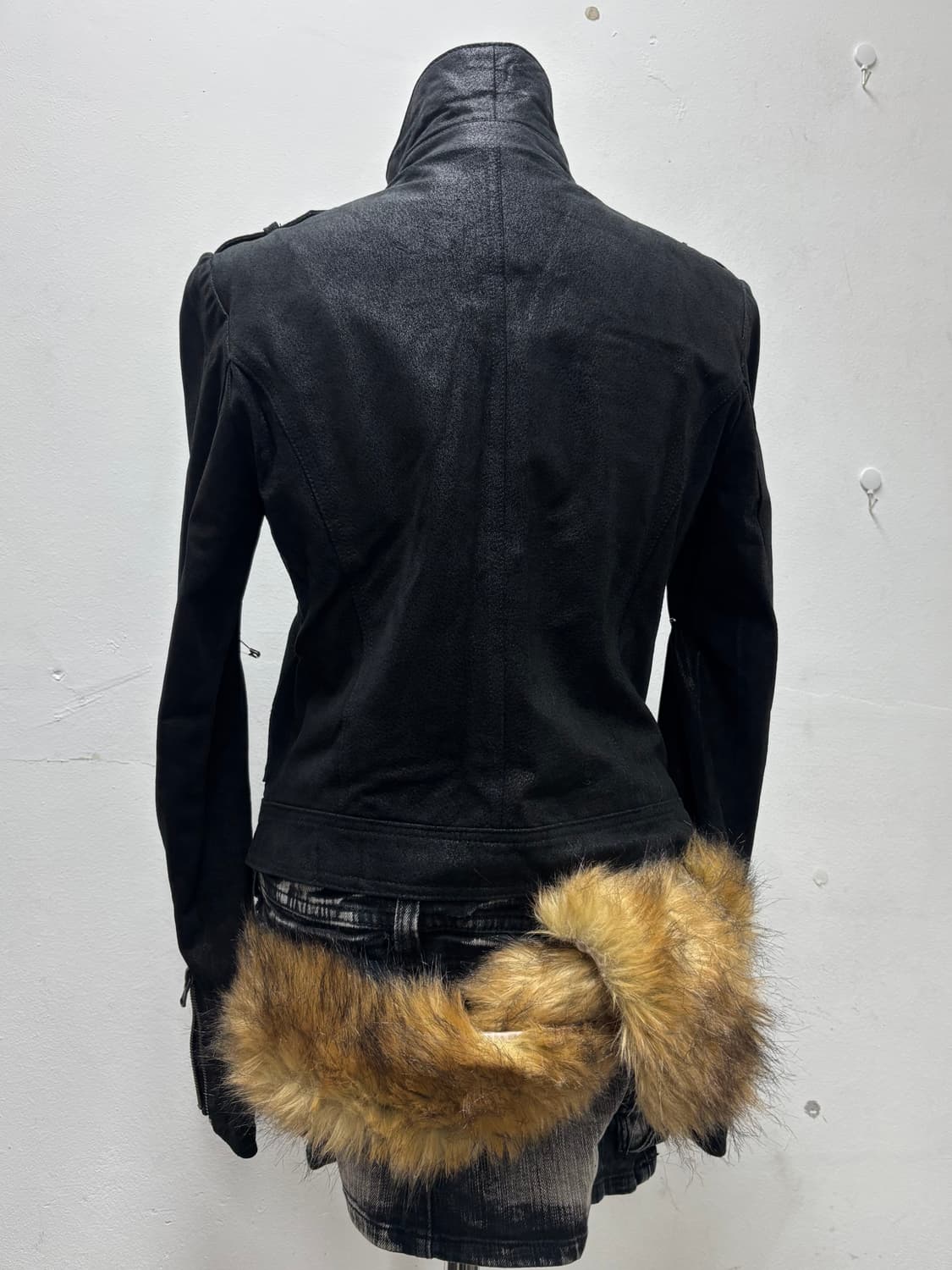 Y2K Genuine Leather Black High Neck Buck 상품이미지6