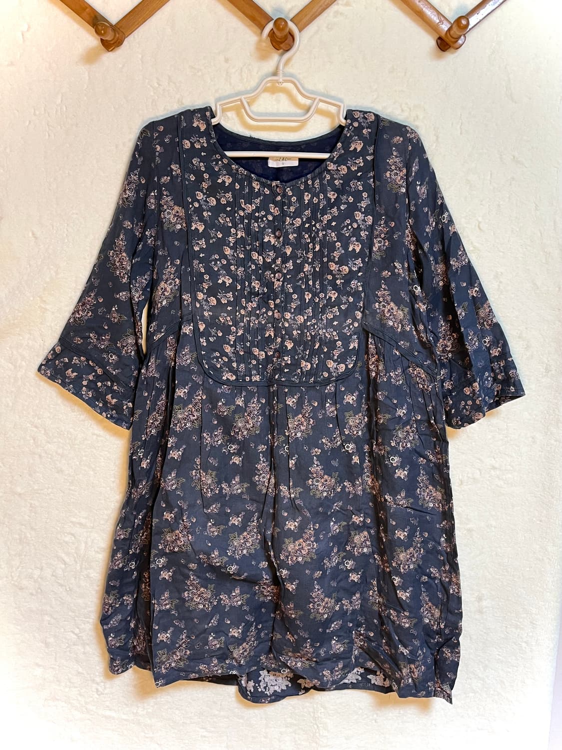 빈티지 플라워 네이비 긴팔 원피스 상품이미지1