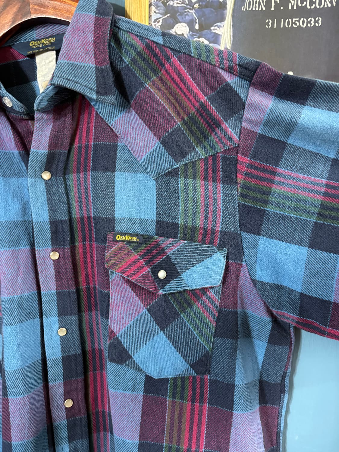 90‘s OshKosh Flannel western Shirt. 상품이미지3