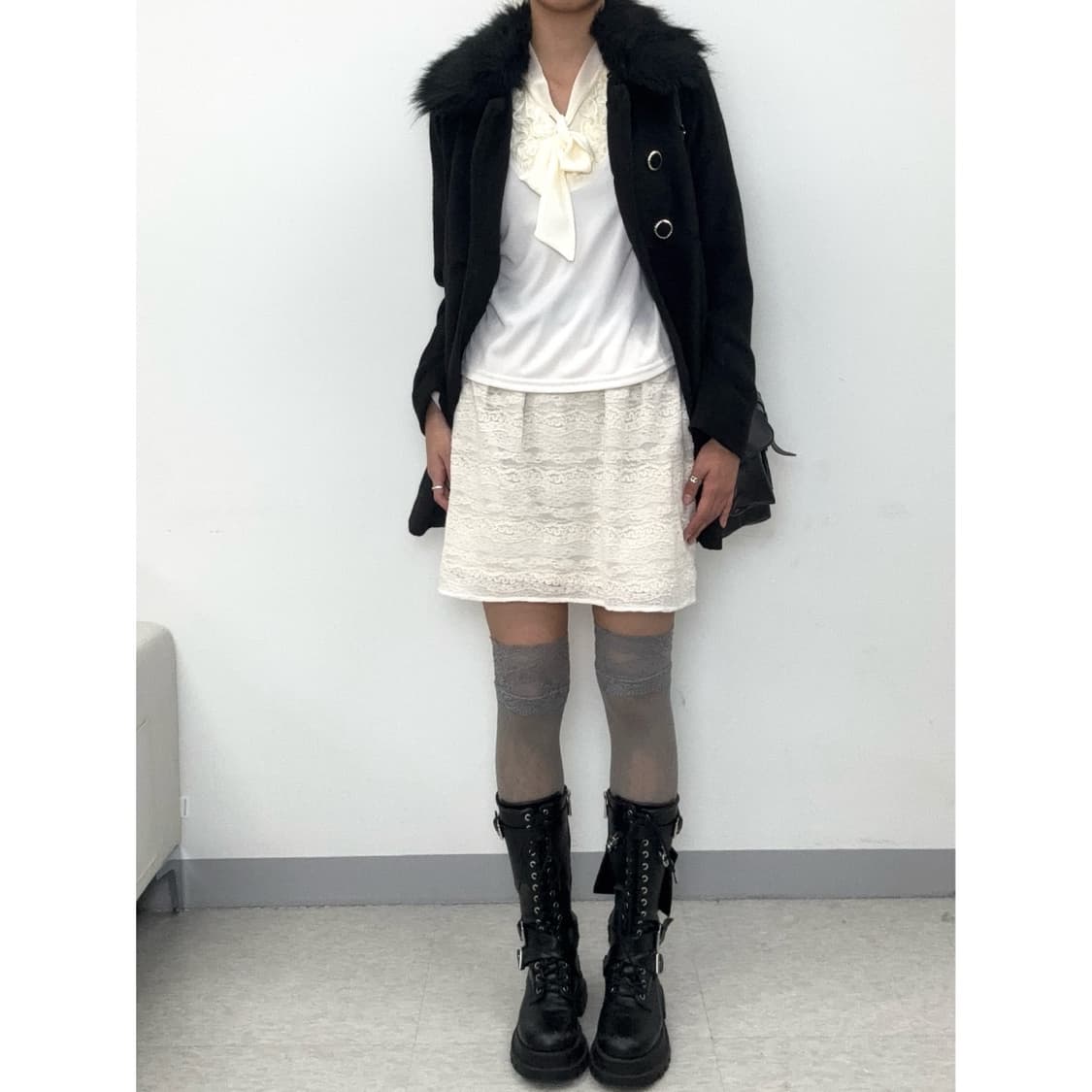 빈티지 블랙 더블 코트 상품이미지5