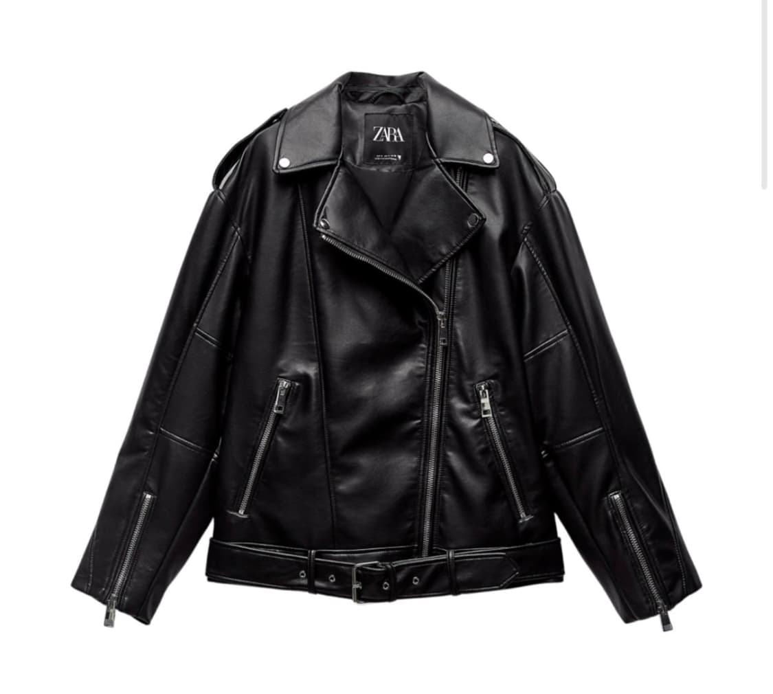 자라 오버사이즈 포어 레더 페이크레더 바이커 자켓 상품이미지2