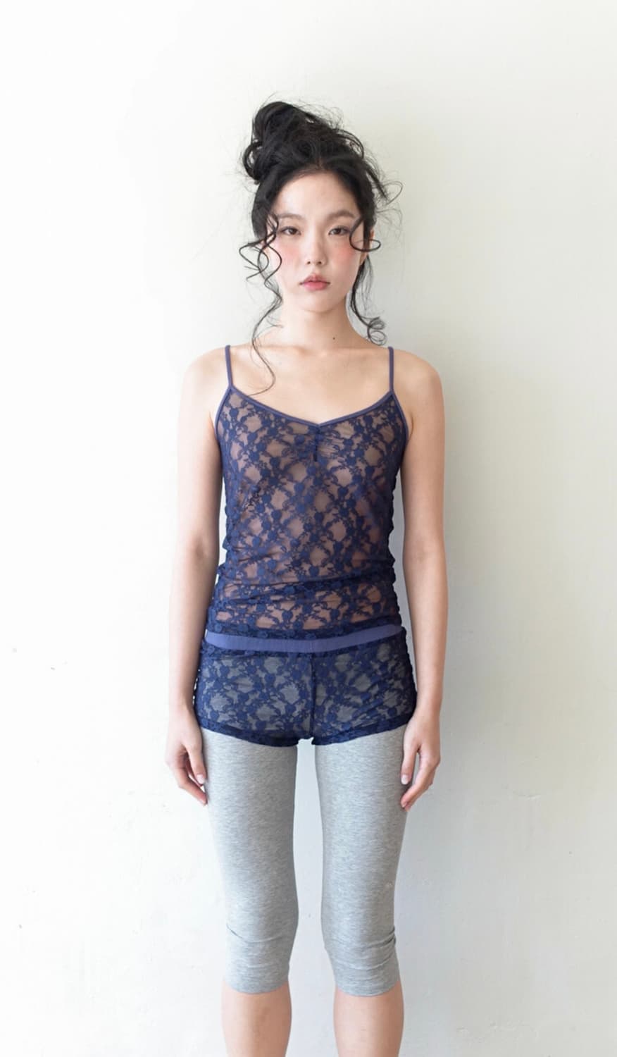 새상품) 샵페어리 레이스 슬리브리스 네이비 상품이미지1