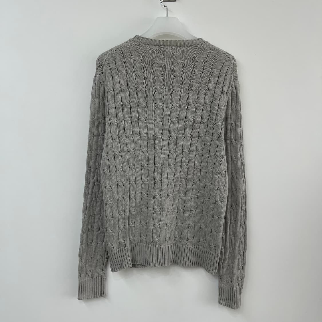 폴로 랄프로렌 버건디 포니 그레이 케이블 니트 스웨터 상품이미지3