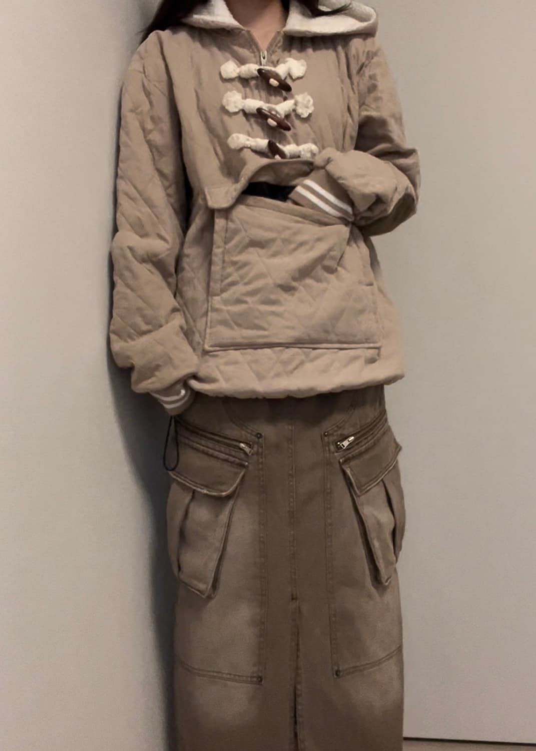 quilting duffle kangaroo anorak hood 상품이미지1