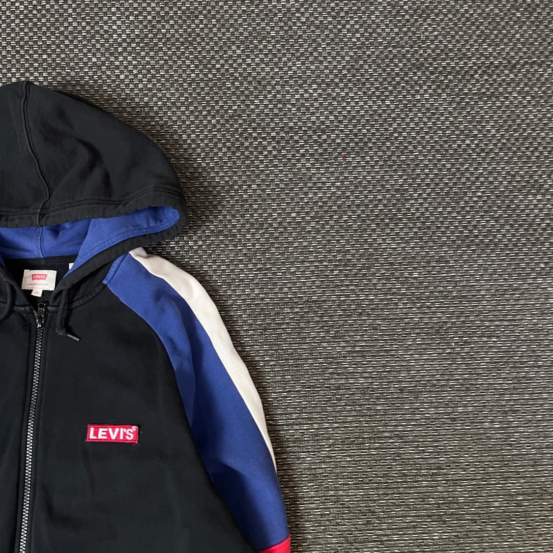 리바이스 블랙 블루 레드 멀티배색 후드집업 M 상품이미지3
