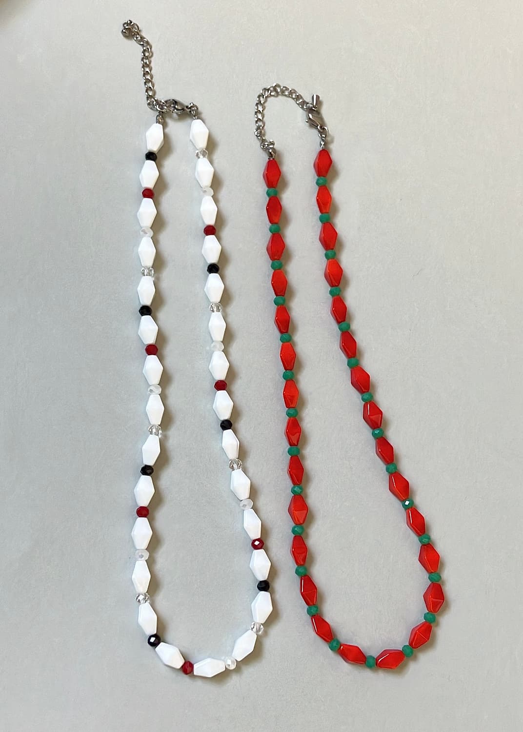 핸드메이드 비즈 목걸이 | 아카이로 마름모&크리스탈비즈 목걸이 |  상품이미지7