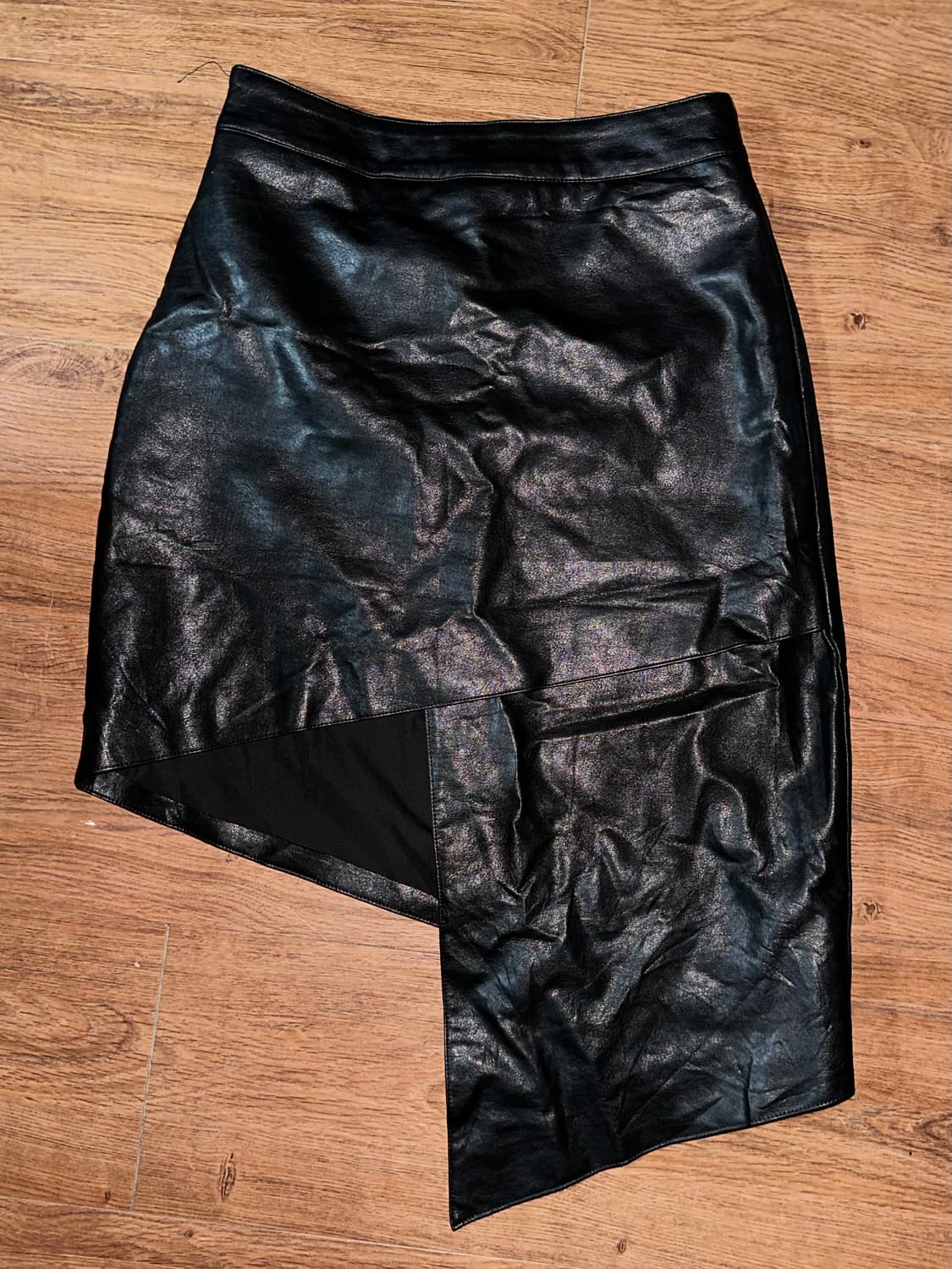 합성 가죽 H라인 언발 스커트 상품이미지2