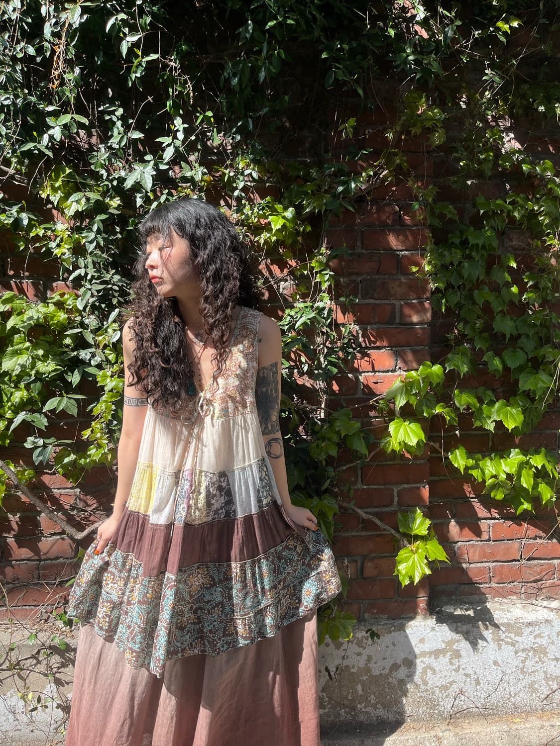 히피 에스닉 페이즐리 패치워크 원피스 상품이미지1