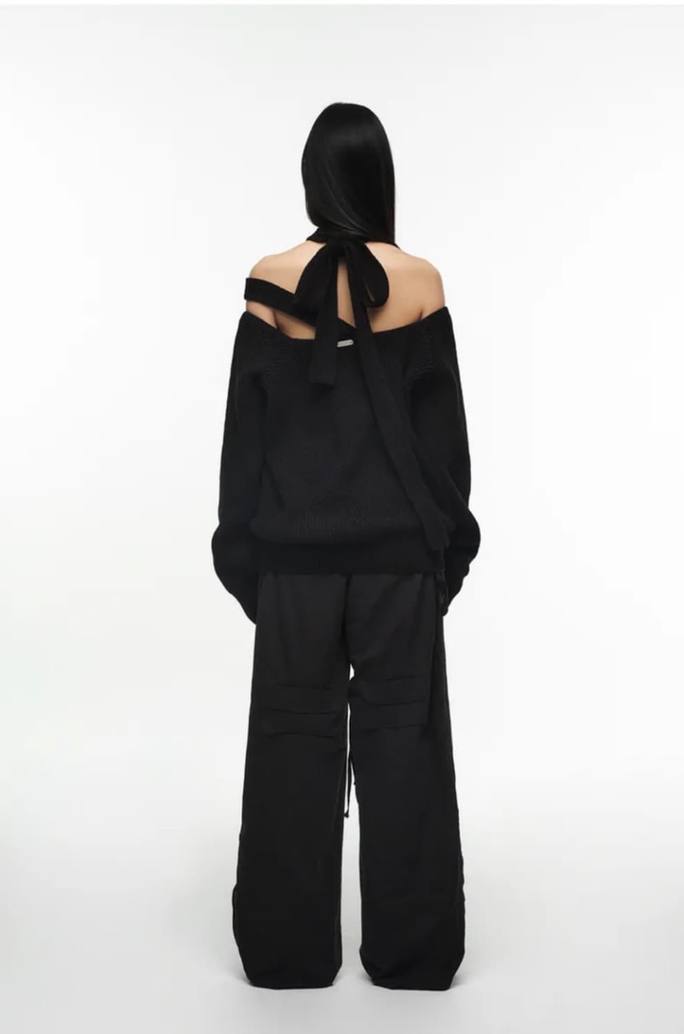 나체 홀터 스트랩 니트 블랙 상품이미지3