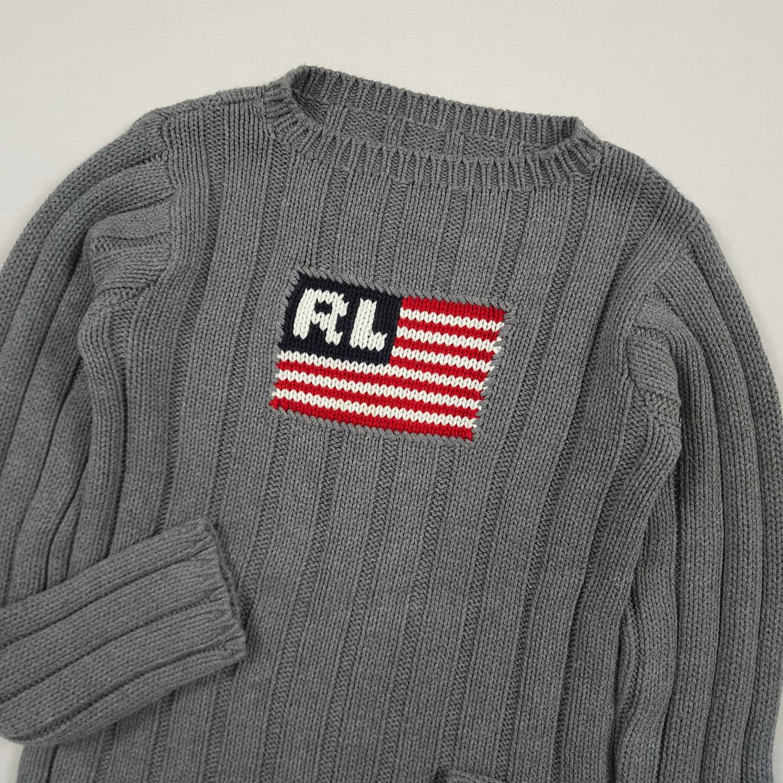 (여성M) 폴로 랄프로렌 성조기 니트 그레이 상품이미지1