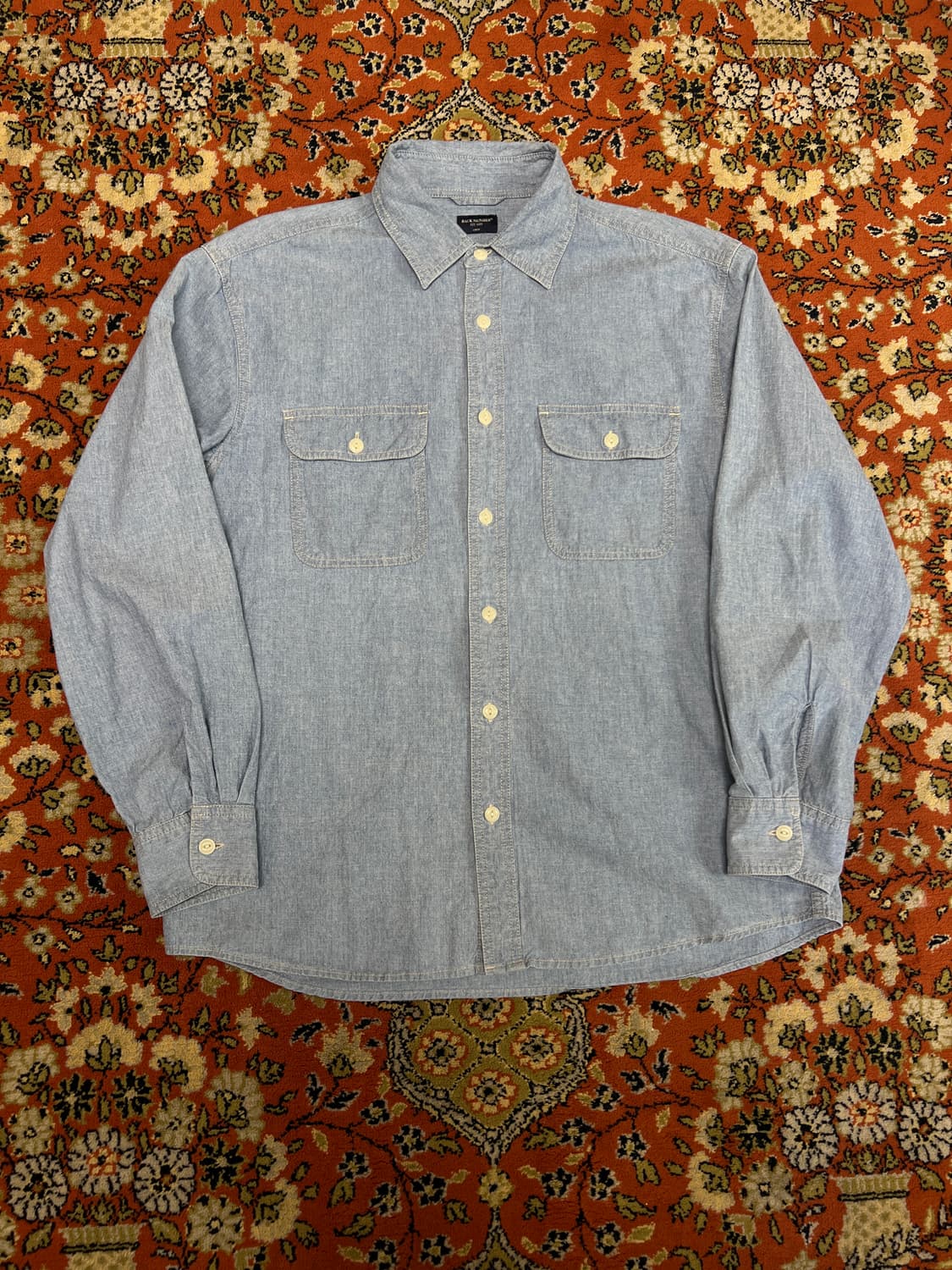 [L] BACK NUMBER 백넘버 샴브레이 셔츠 블루 상품이미지1