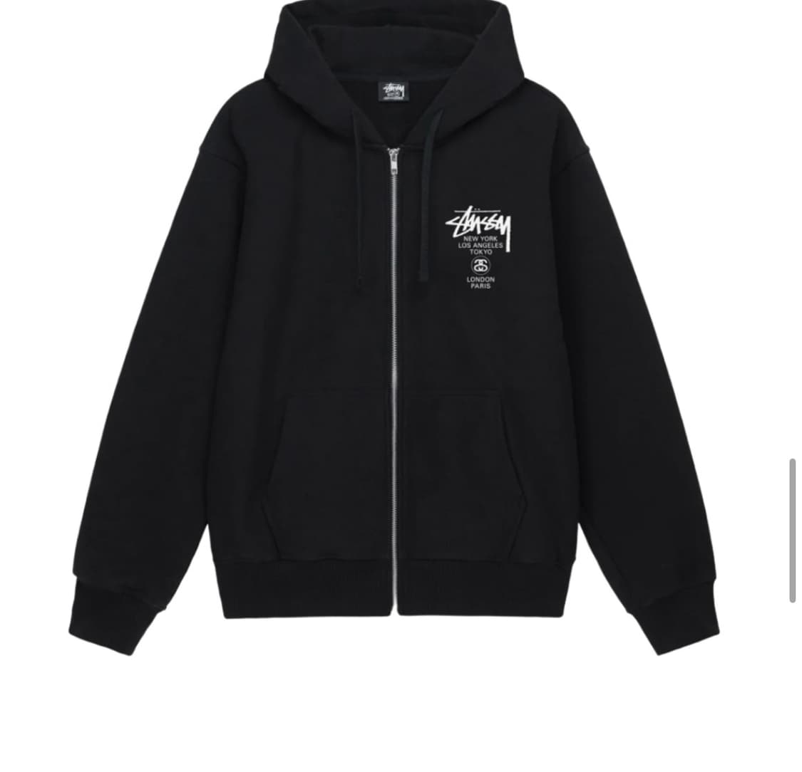 스투시 스포츠 멜튼 바시티 자켓 오트밀, 스투시 월드투어 후드 집업 블랙 상품이미지7