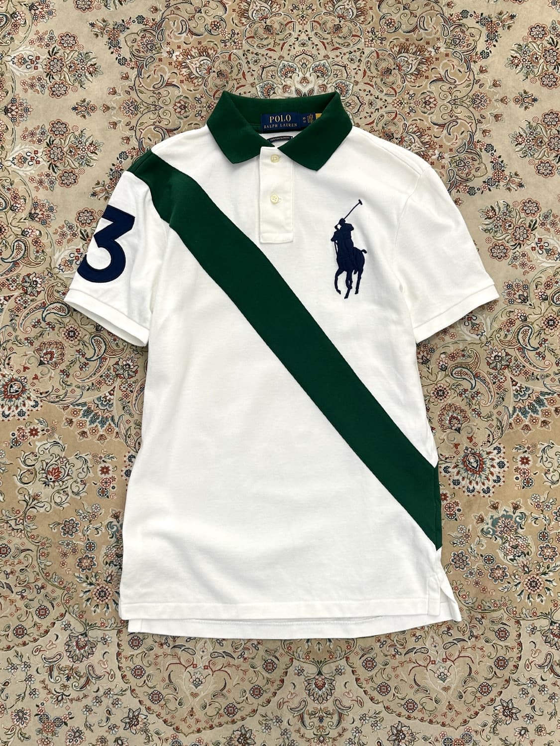 폴로 랄프로렌 배색 슬림핏 빅포니 카라티  상품이미지1