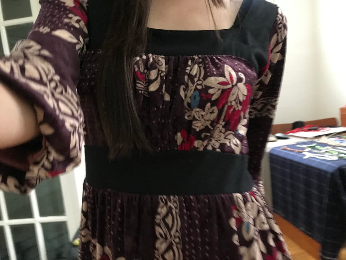vintage velvet pattern one-piece 상품이미지3