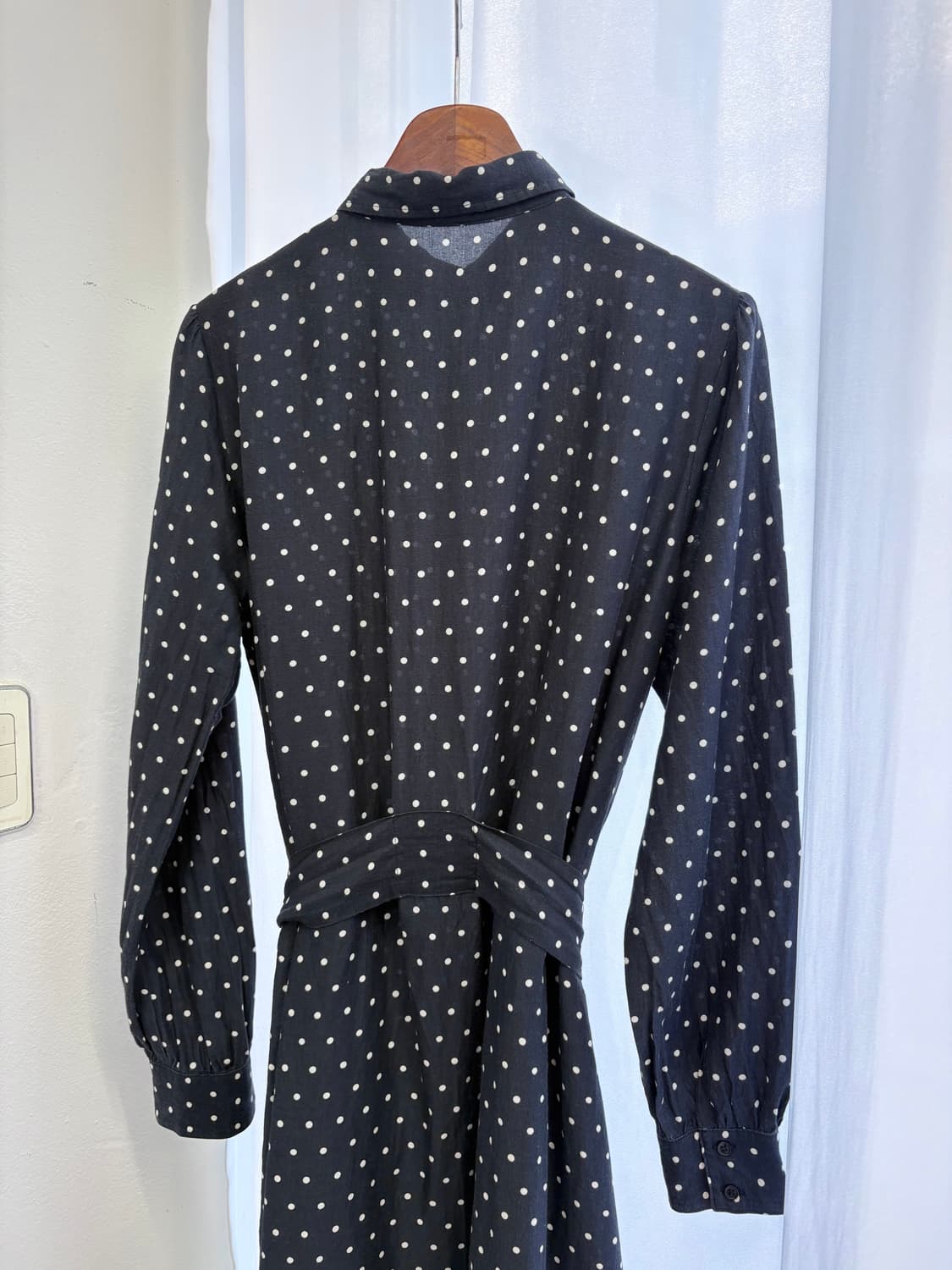 MOUSSY 도트 네이비 로브 맥시 롱 원피스 JPN  상품이미지6