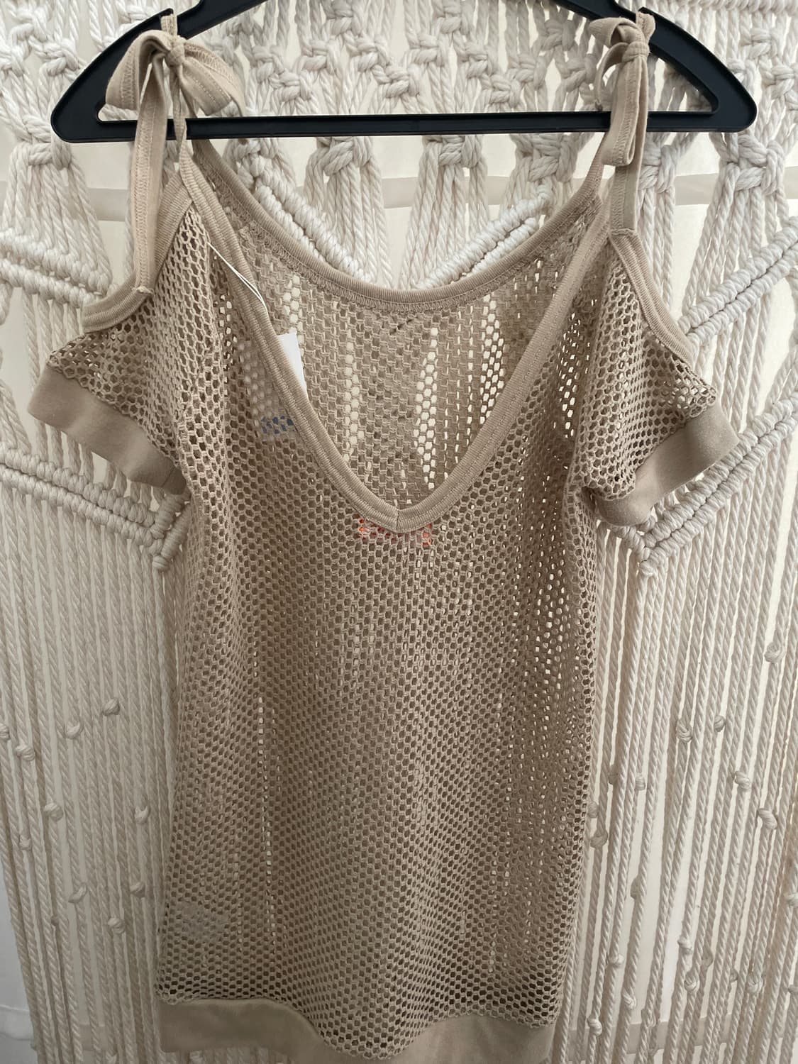 베이지 메쉬 니트 탑 상품이미지1