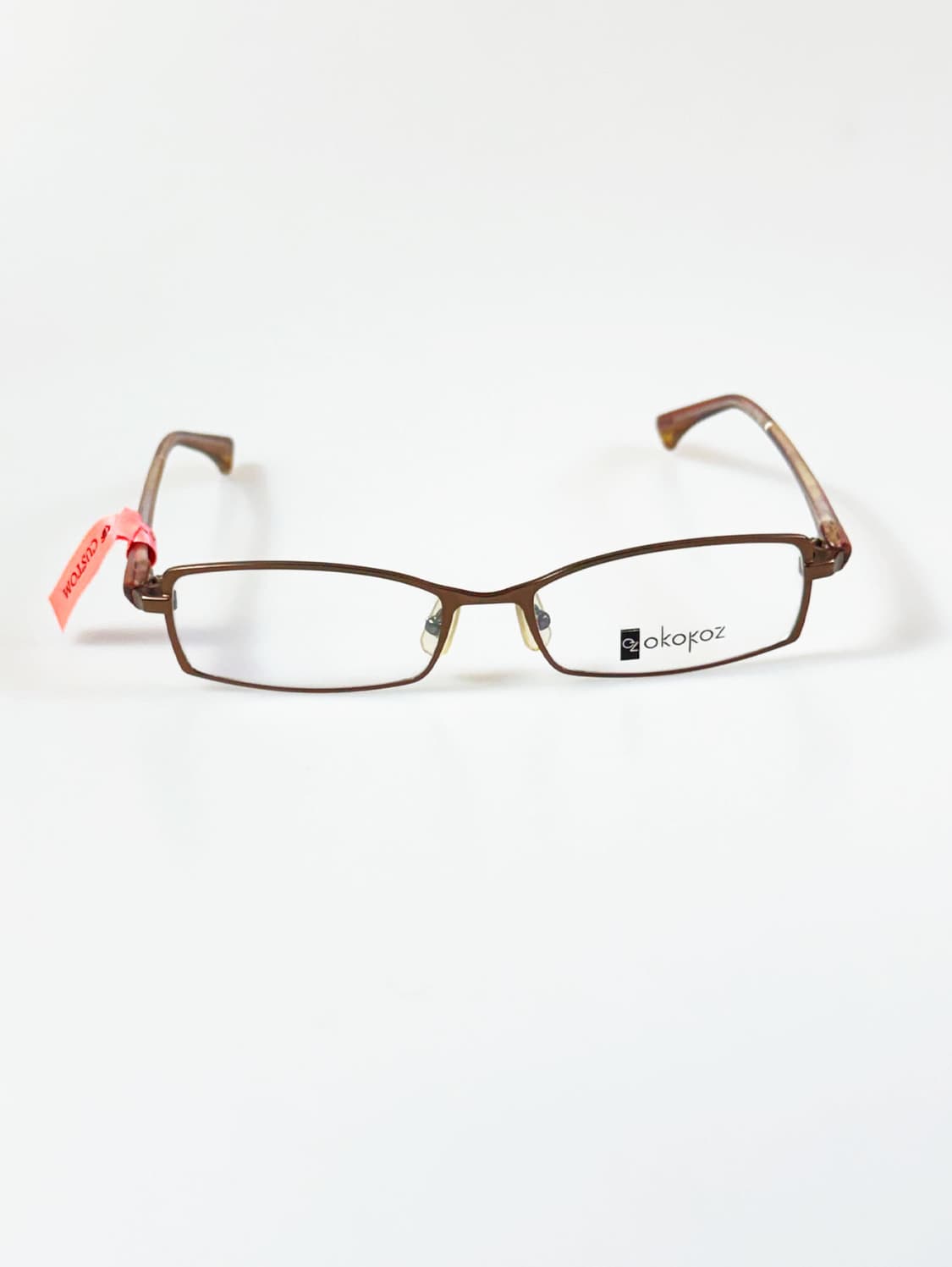 OKOKOZ 브라운 티타늄 메탈 슬림 스퀘어 빈티지 안경 상품이미지2
