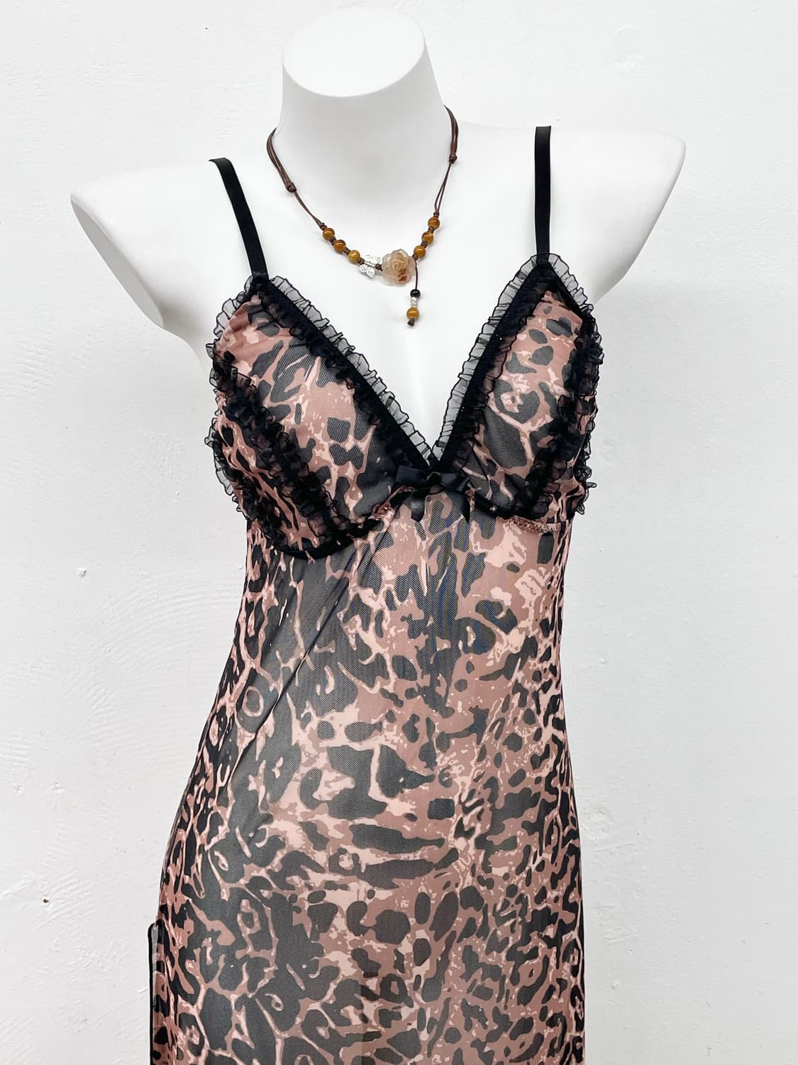 갸루 레오파드 프릴 롱 원피스 상품이미지2