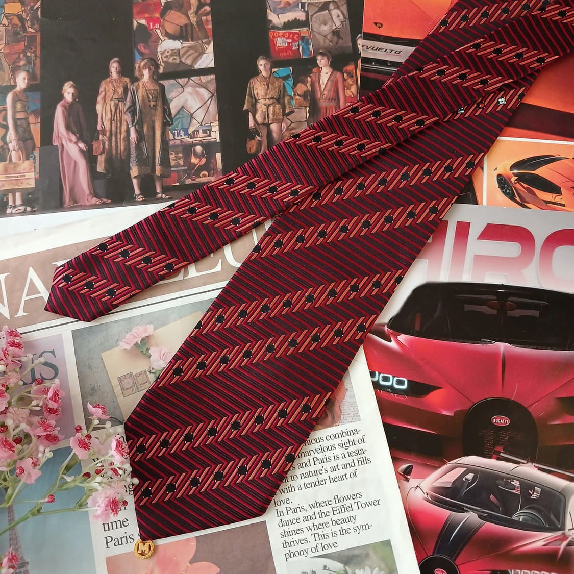 메트로시티 실크 레드 기하 패턴 넥타이 9.8cm A+등급 A19330
 상품이미지3