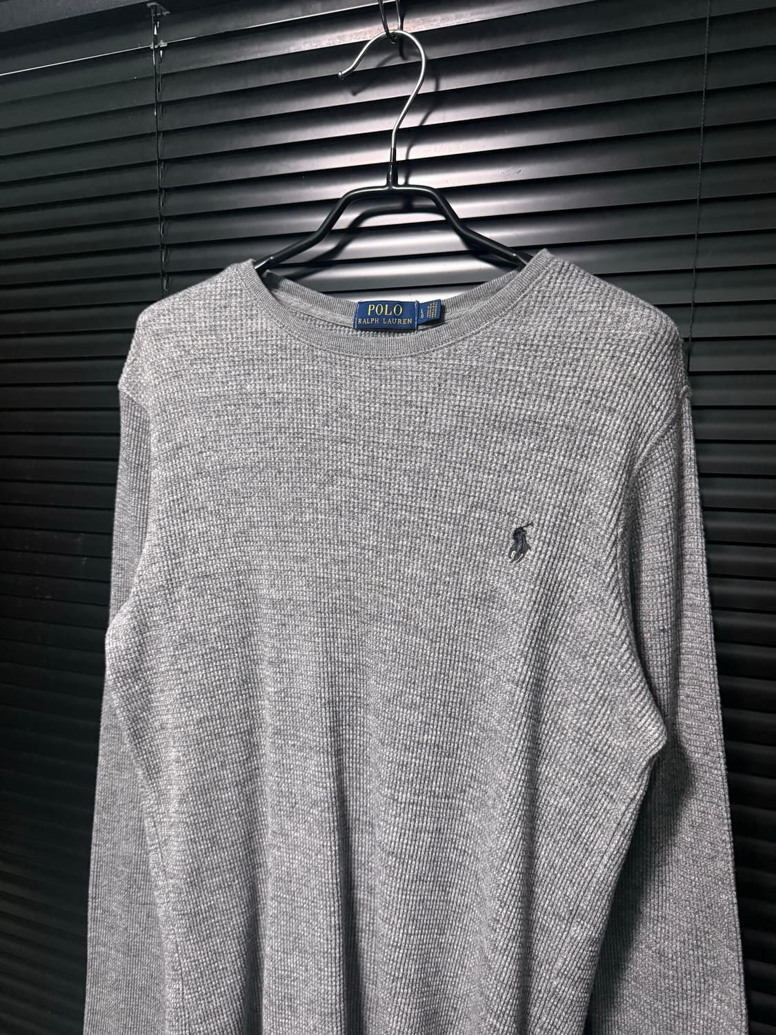 폴로 랄프로렌 회색 그레이 와플 니트 긴팔 티셔츠 롱슬리브리스 L 100 상품이미지2