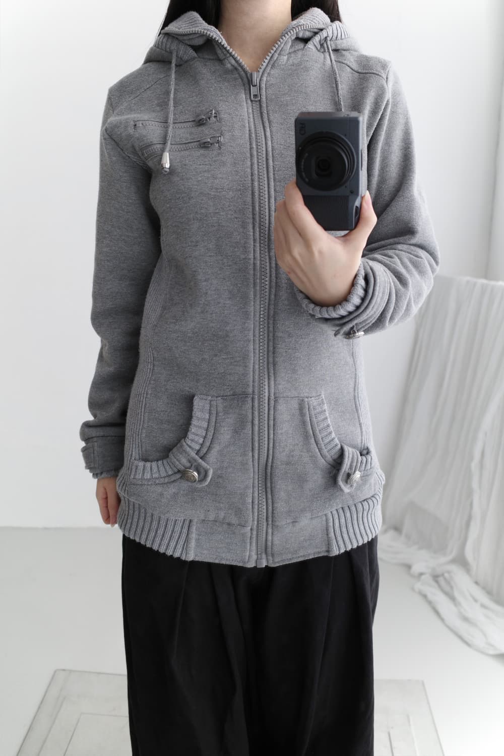 snap long hood zip-up  상품이미지5