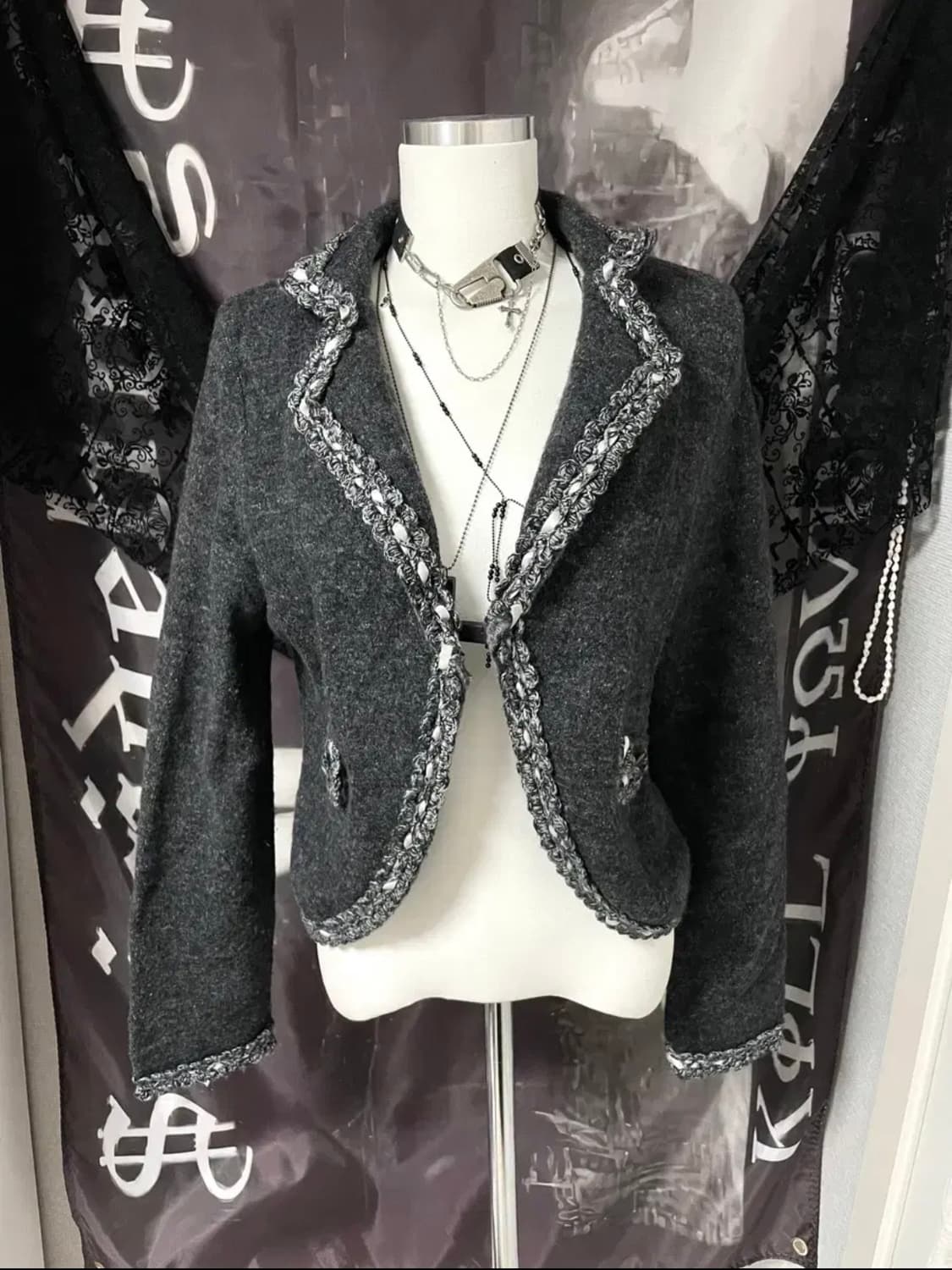 Jpn 트위드st 울니트자켓가디건 일본빈티지오네갸루리즈리사히피니혼진핀터깔 상품이미지1