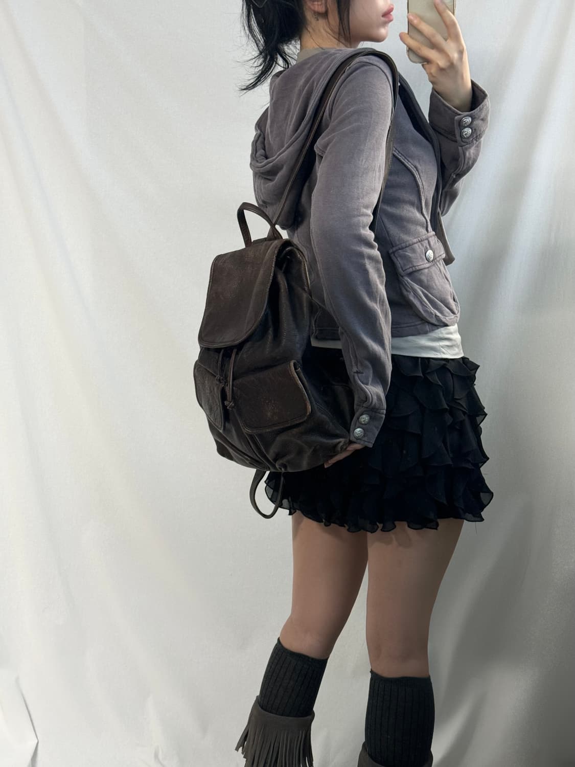 워싱 후디드 버튼 디테일 자켓 상품이미지7