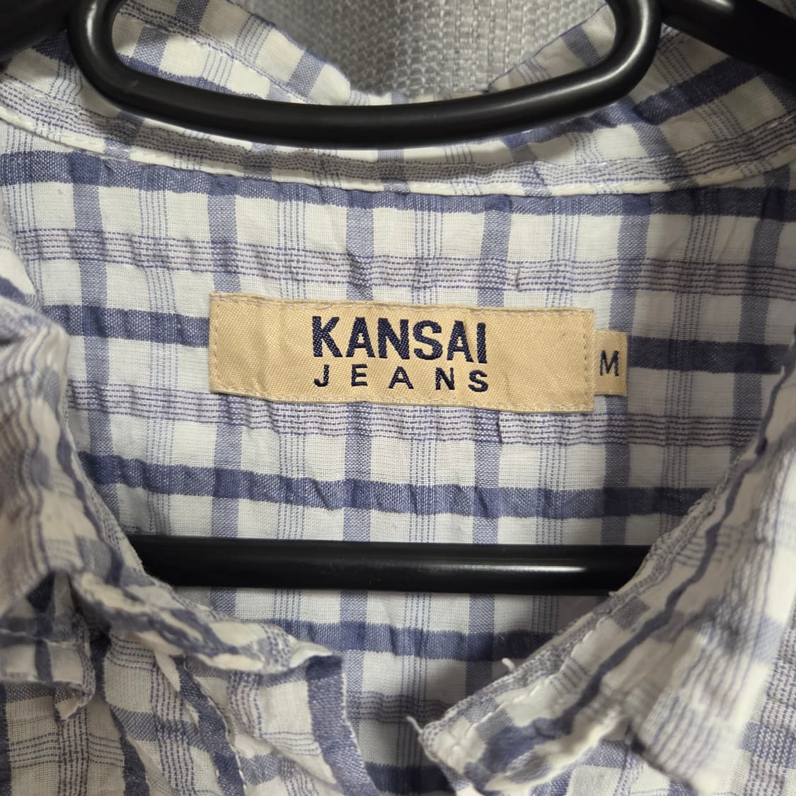 Kansai Jeans 린넨 반팔 체크 셔츠 L(100) 상품이미지4