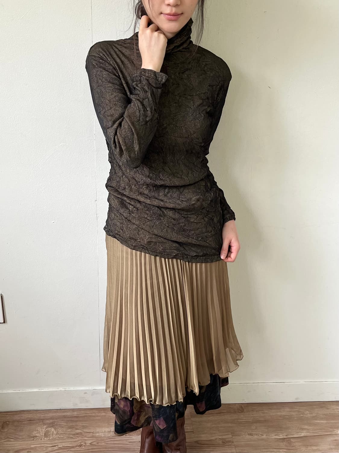 ofuon 골드 플리츠 스커트 상품이미지6