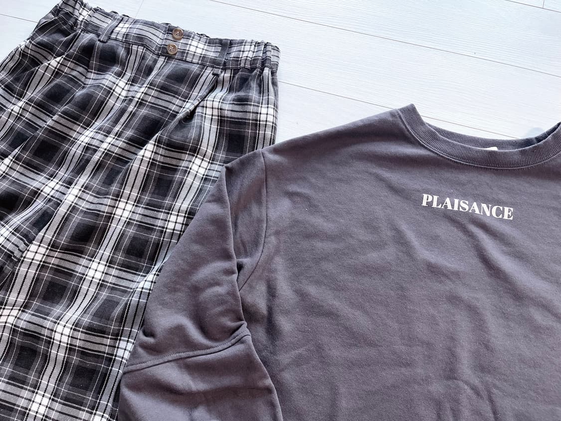 Earthmusic 그레이티셔츠 ehkasopo체크바지 상품이미지2