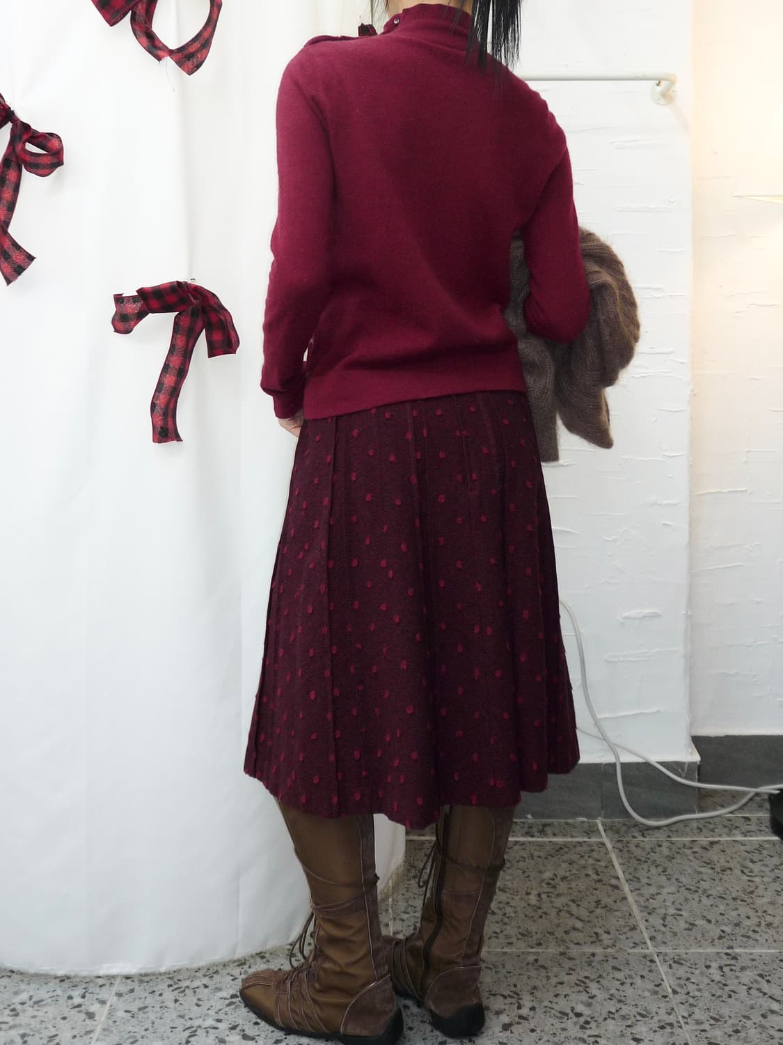deep red dot skirt 상품이미지4