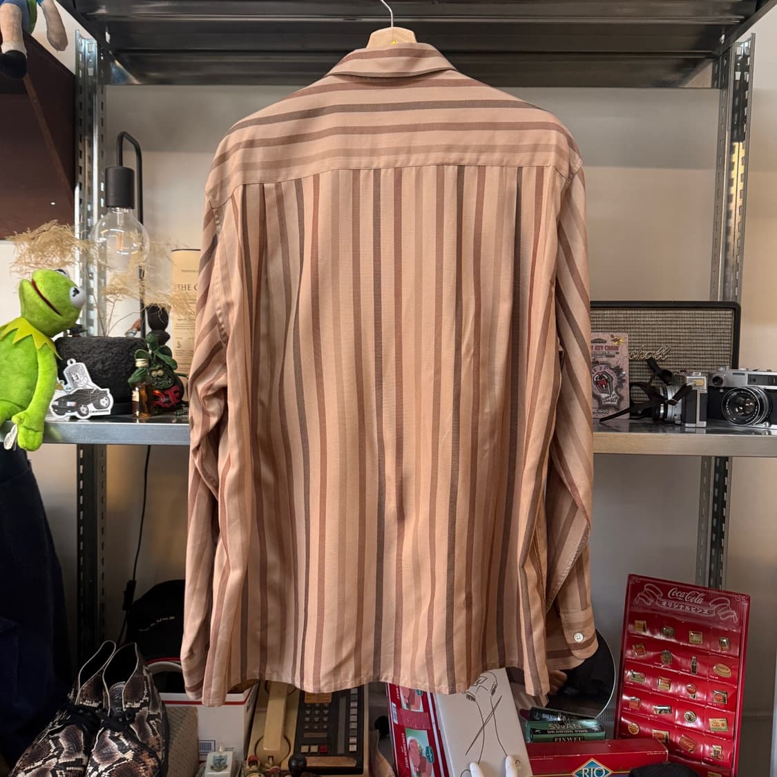25SS 와코마리아 레이온 스트라이프 패턴 셔츠 XL 상품이미지3