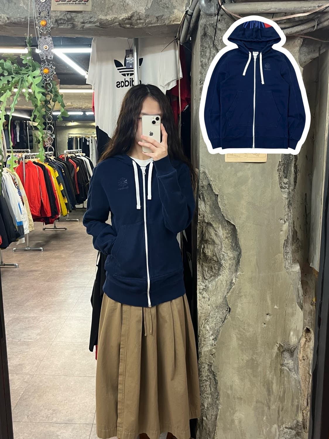 리복 후드집업 네이비 S #csz1876 상품이미지1