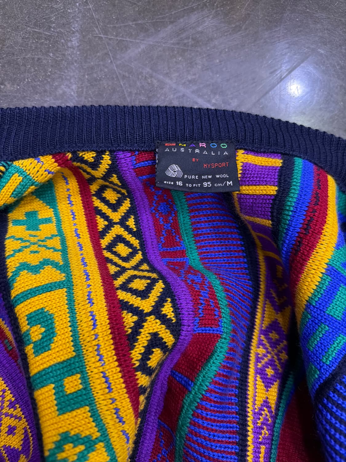 Emaroo 에마루 멀티 컬러 케이블 패턴 헤비 울 니트 가디건 M 상품이미지8